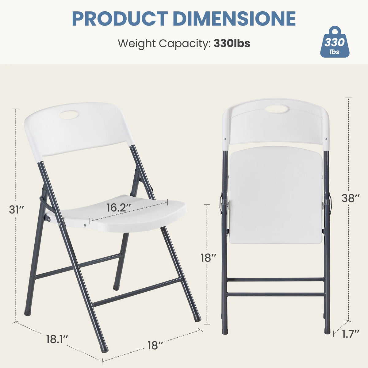 JHK Stackable Folding Chairs With Ergonomic Back for Home Dining Sets