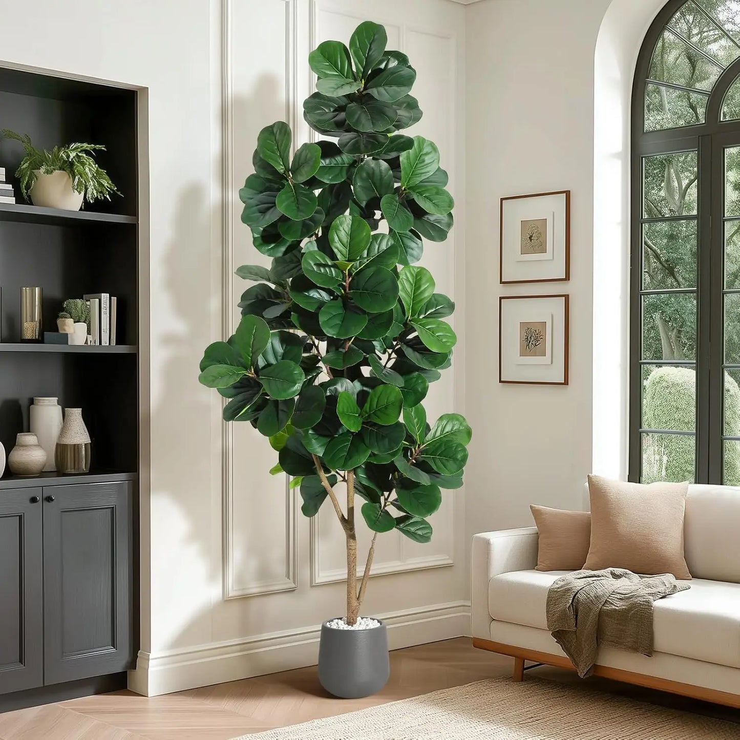 HiMISS Realistic Fiddle Leaf Fig Tree Artificial Planter Home Decor