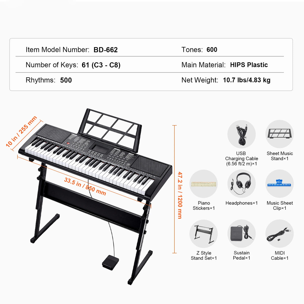 SucceBuy Portable Digital Piano With Multiple Tones And Rhythms