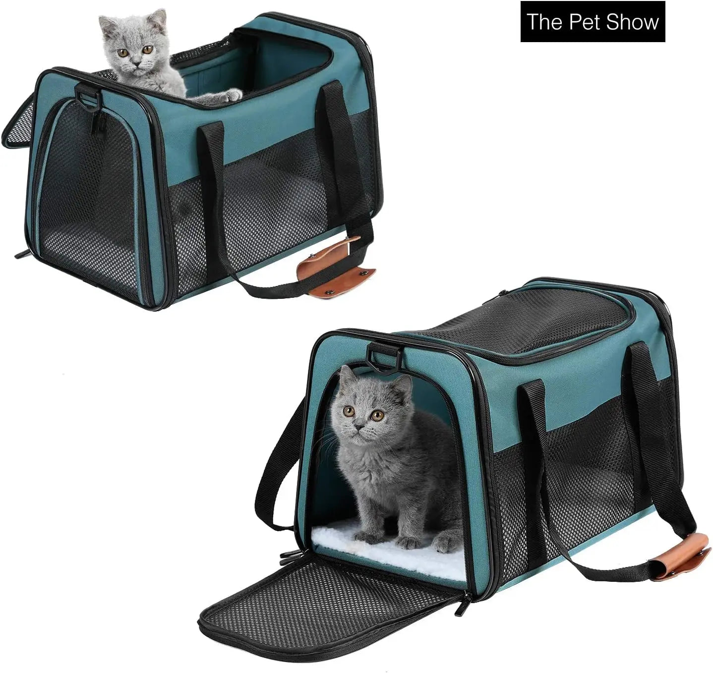 Portable Foldable Cat Carrier, Soft-Sided Pet Bag for Dogs & Cats up to 22 lbs, Airline Approved Travel Puppy Carrier with Two