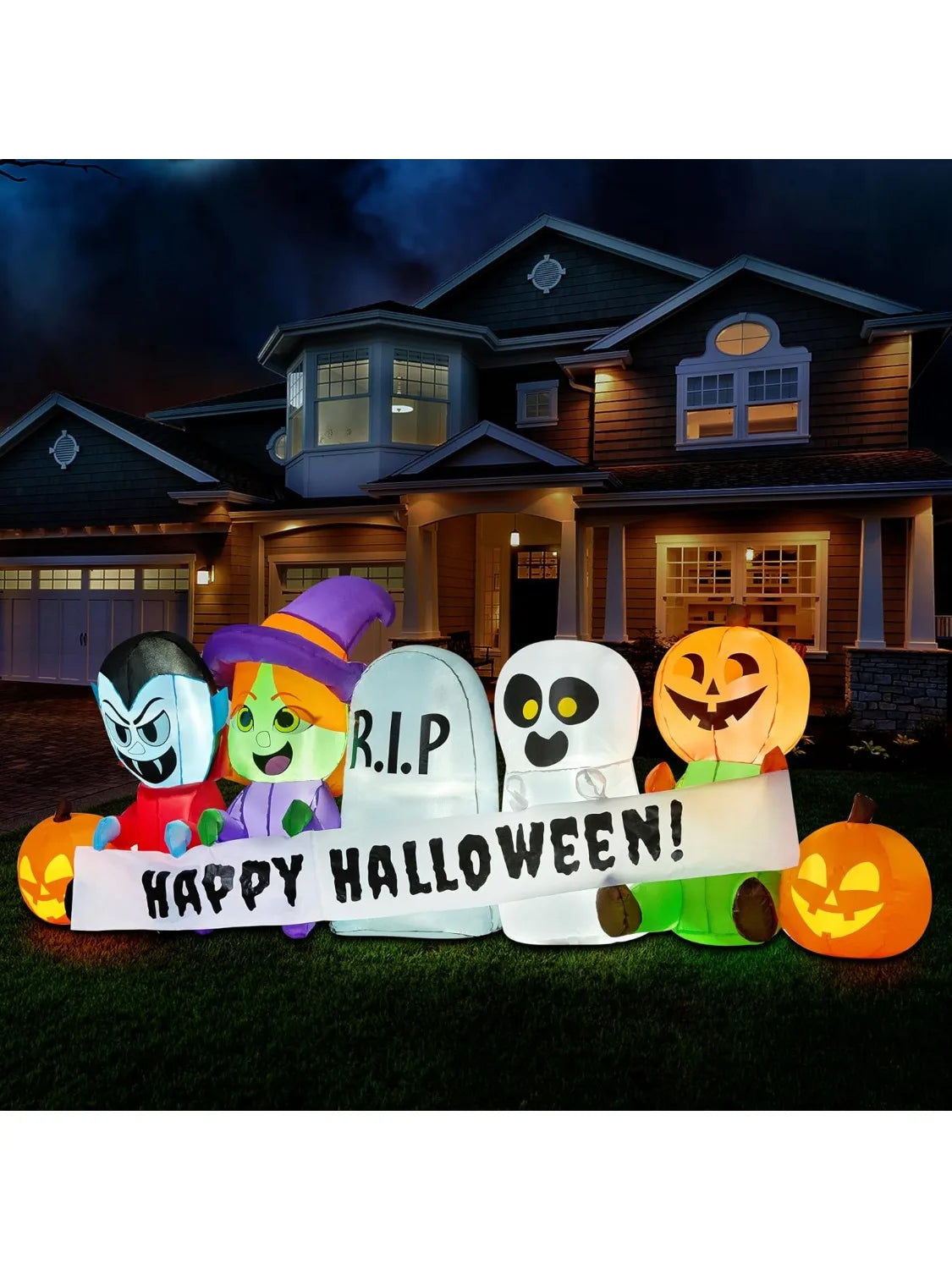 Joyfy Halloween Inflatable Pumpkin Ghost Vampire Witch Tombstone Decor LED