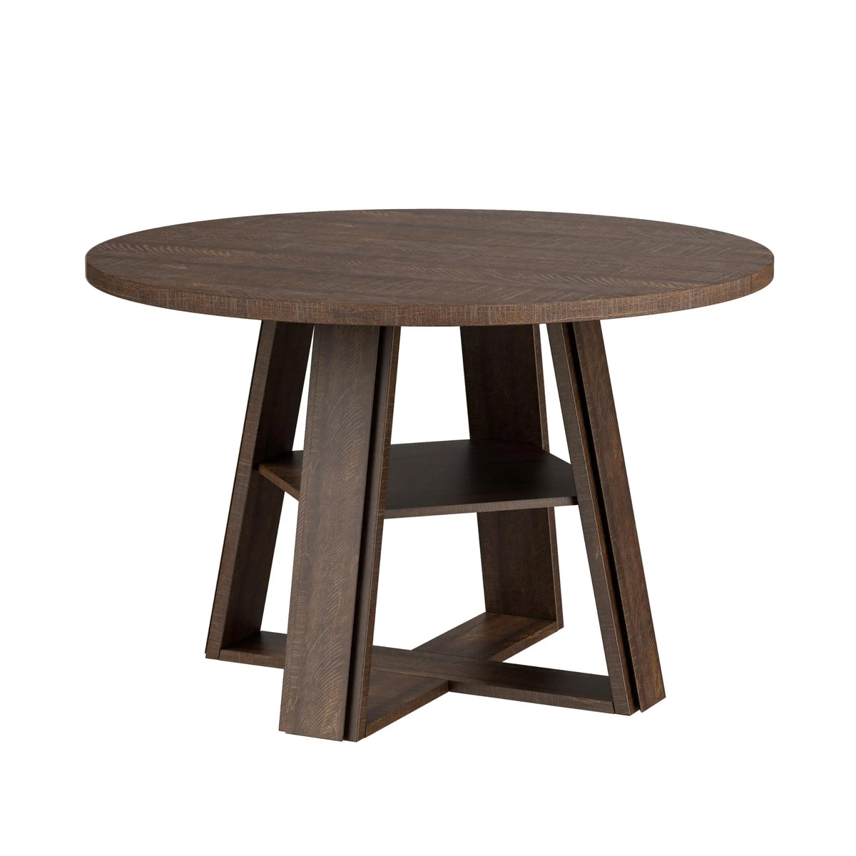 HiMISS Modern Farmhouse Pedestal Dining Table With Storage Shelf