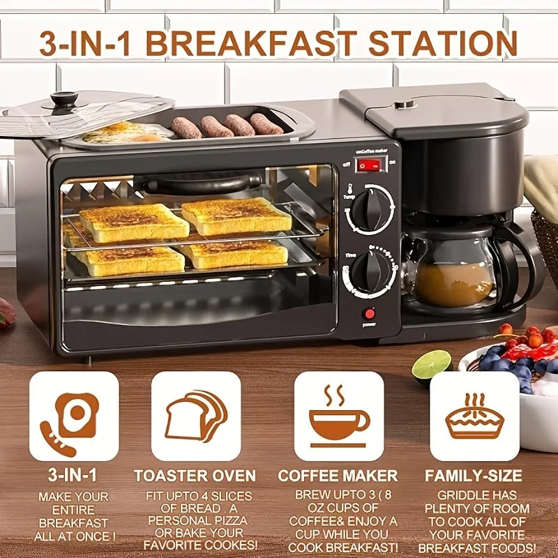 Three In One Breakfast Maker With Timer And Automatic Shutoff