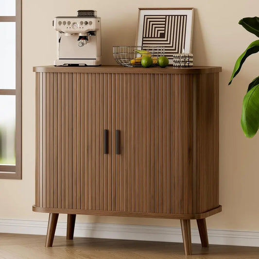 Sideboard Buet Cabinet with Sliding Door, 31.5" Wide luted ern Accent Storage Cabinet with Adjustable Shelves, Wood Coee Bar Bue