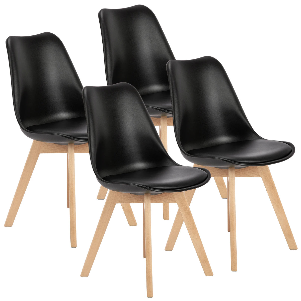MCQ Ergonomic Waterproof Office Chair Set of 4 Wooden Frame Soft Cushion Lumbar Support High Backrest Heavy Capacity For Office