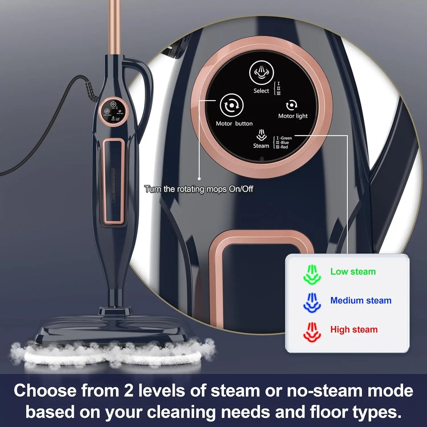 Devoac VM6 Steam Mop With Rotating Pad 1300W Floor Cleaner