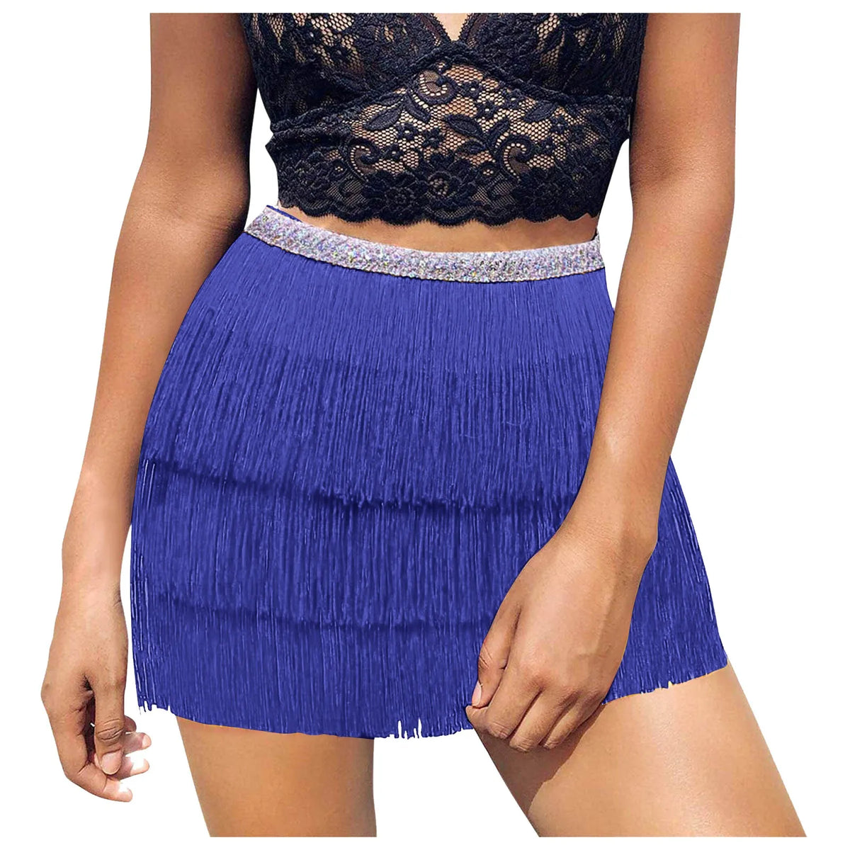 ZOMAXIUJEE Womens Sequin Tassel Belly Dance Hip Wrap Skirt