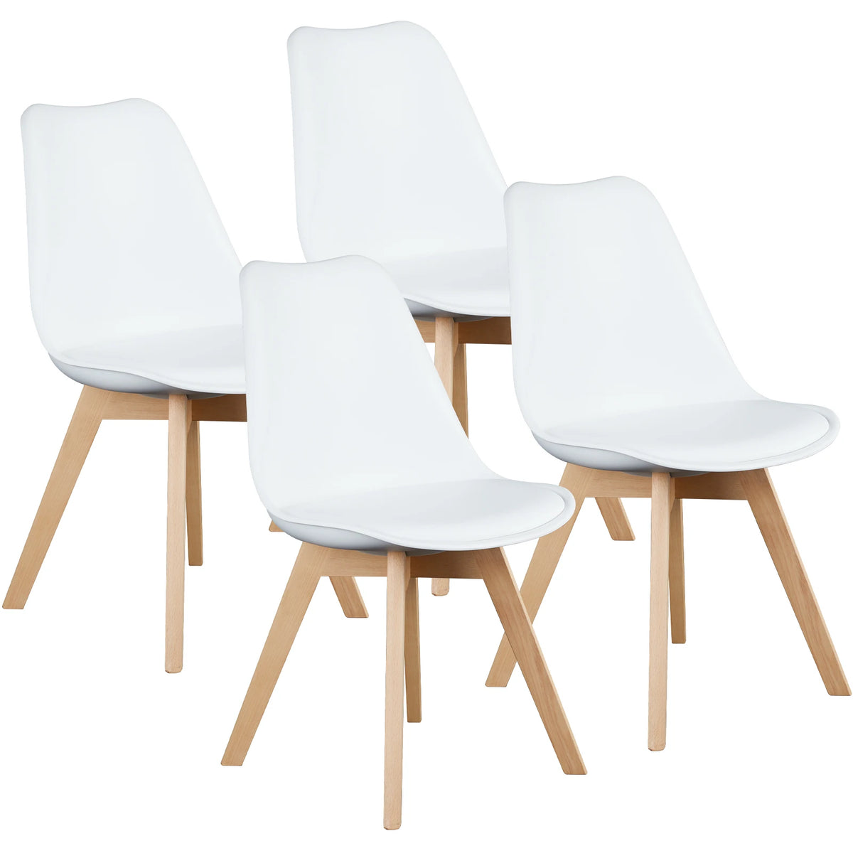 MCQ Ergonomic Waterproof Office Chair Set of 4 Wooden Frame Soft Cushion Lumbar Support High Backrest Heavy Capacity For Office