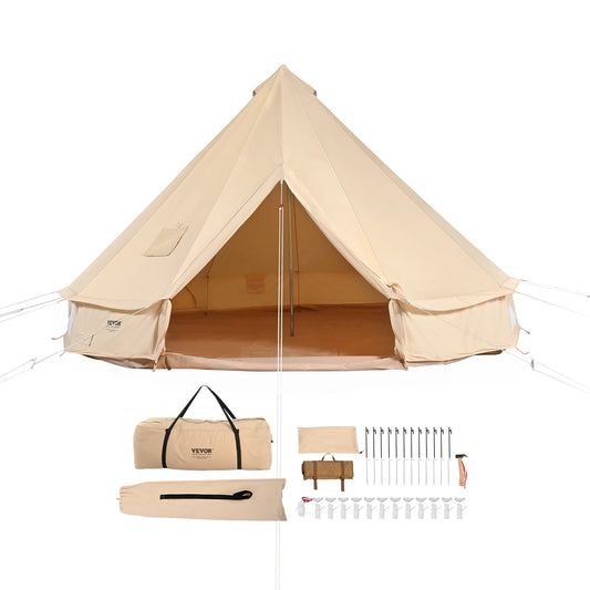 SucceBuy Canvas Bell Tent for Four Season Camping With Stove Jack