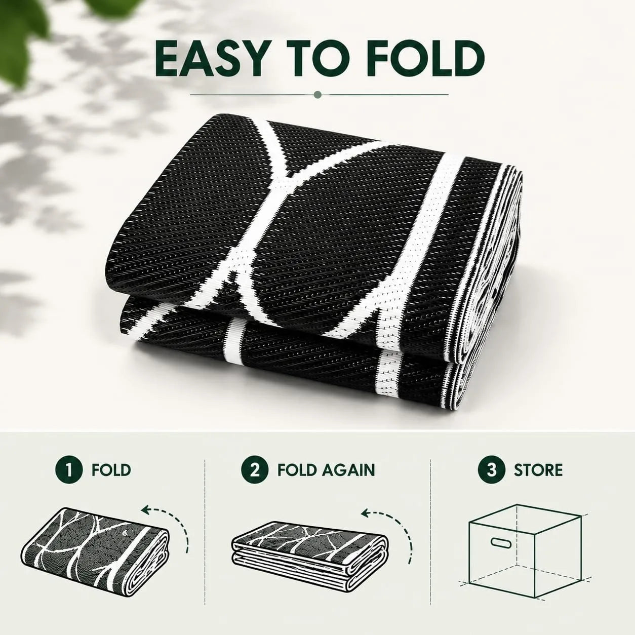 5x8 FT Indoor Outdoor Rug Waterproof Reversible Plastic Straw Patio Mat 340GSM PP Foldable Quick Dry UV Resistant Easy Clean Rug for Patio Deck RV Camping