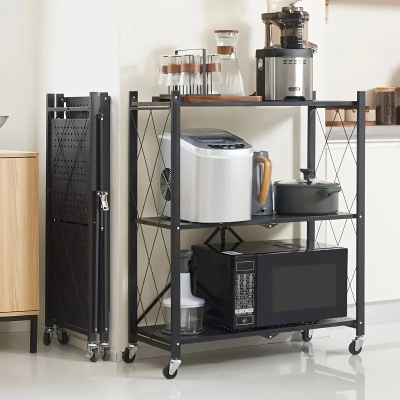 Us3 Layer Foldable Storage Rack With Wheels High Load Capacity