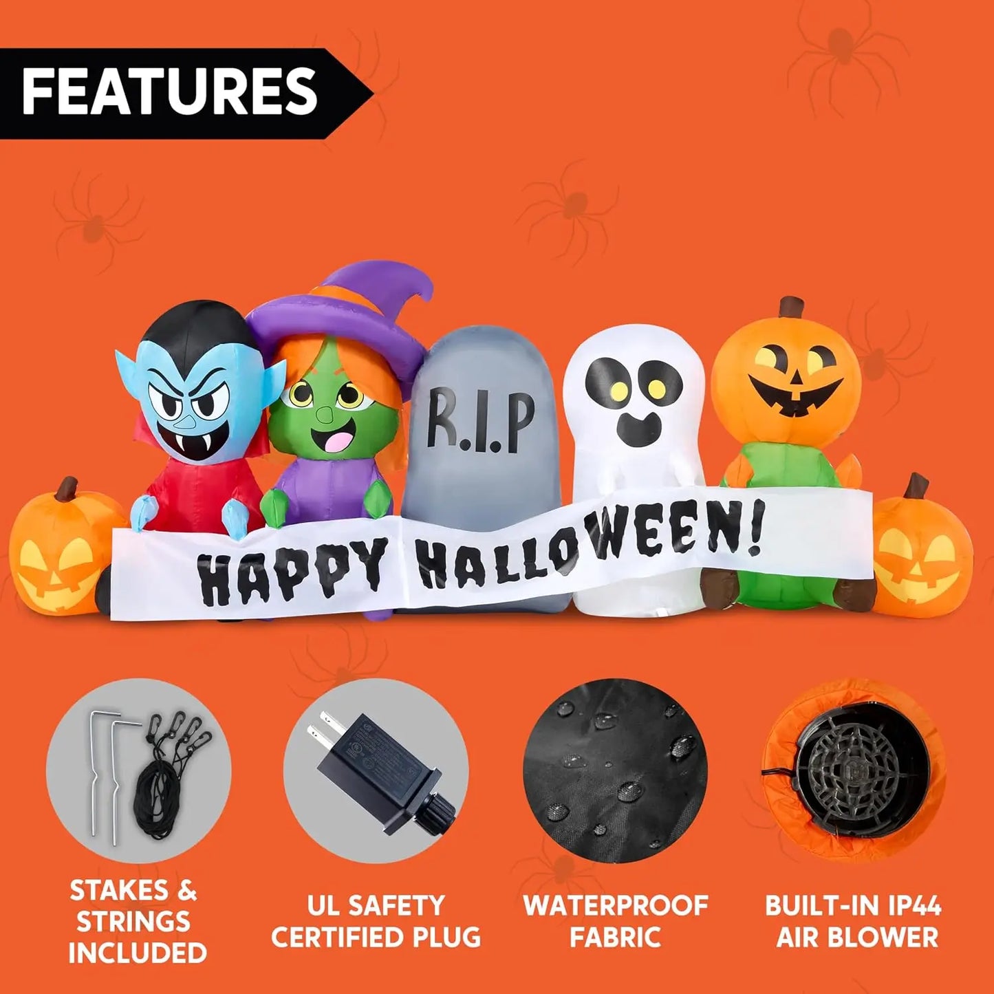 Joyfy Halloween Inflatable Pumpkin Ghost Vampire Witch Tombstone Decor LED