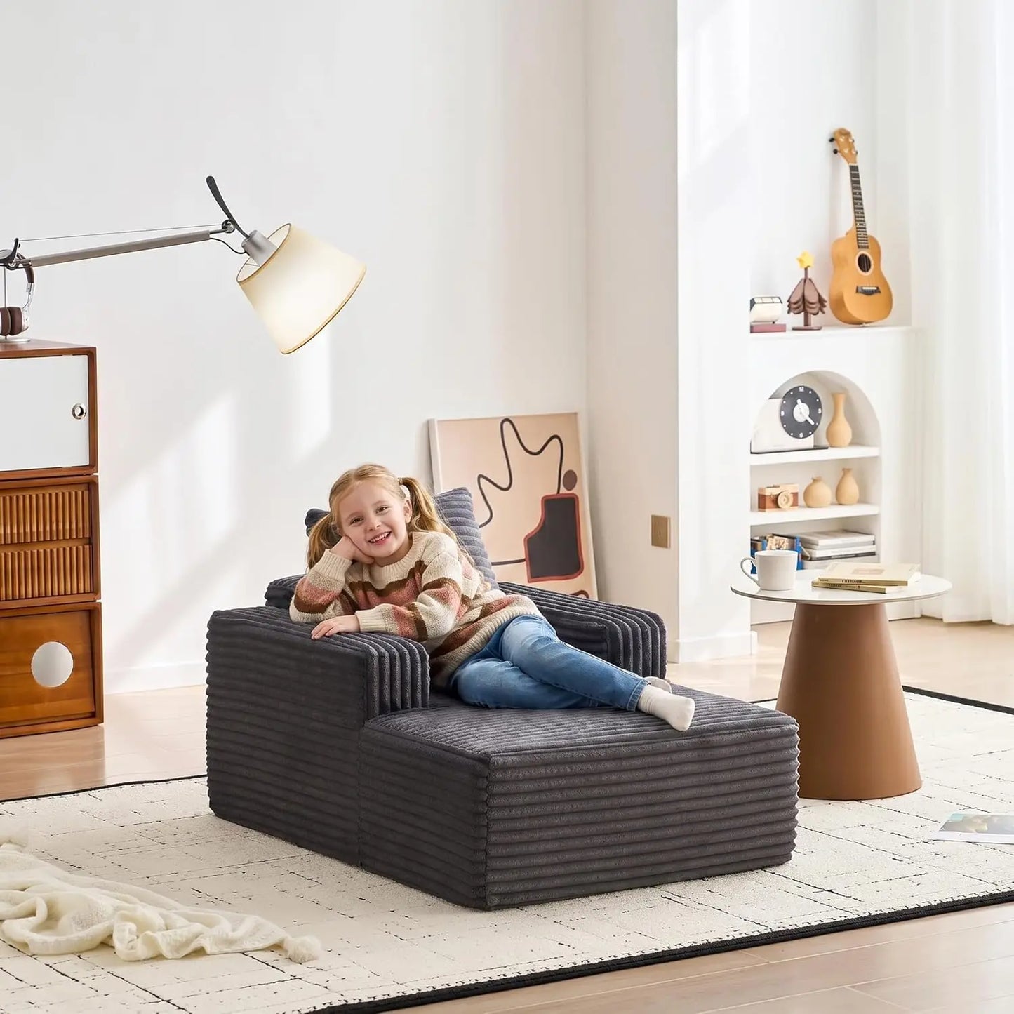 HobbyLane Cloud Chaise Lounge Sofa With Wide Armrests And Pillow