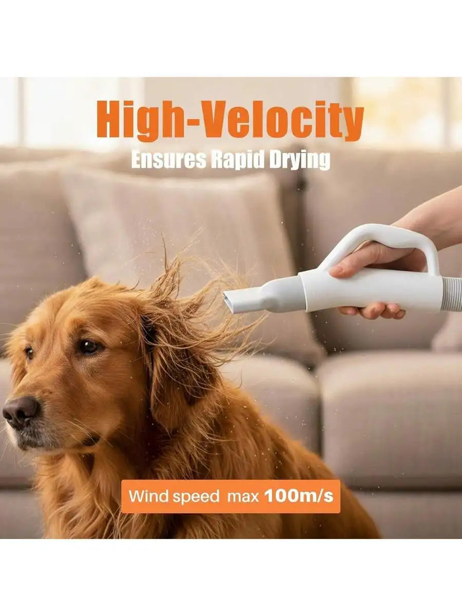 Sweetcrispy Dog Hair Dryer, 1550W High Velocity Pet Blow Dryer With Heater For Grooming, Speed Temperature Adjustable Dog