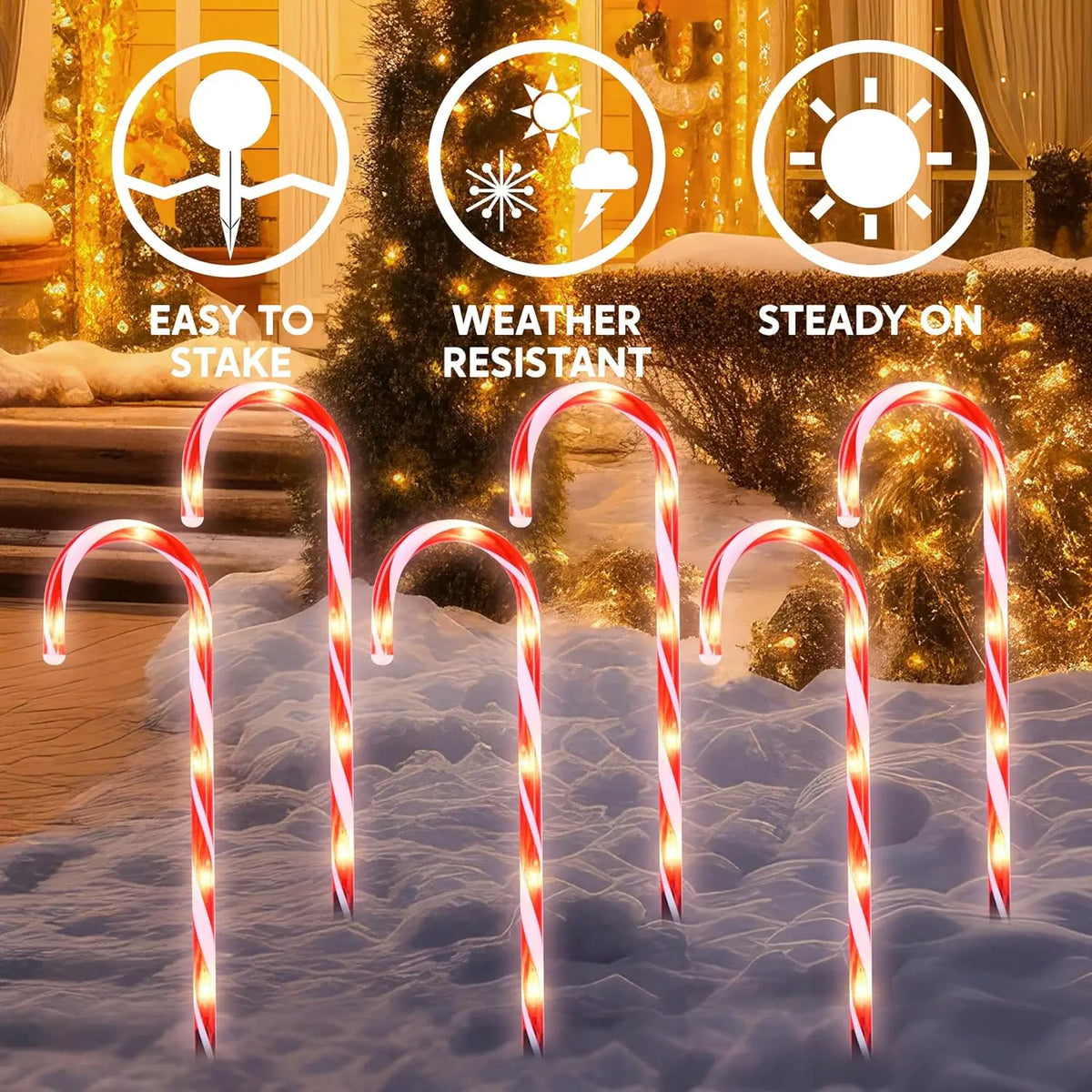 Joyfy Christmas Candy Cane Pathway Marker Lights