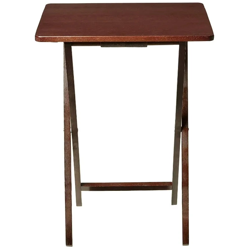 Folding TV Tray Table, Rubberwood, Walnut, 19" x 14.5" x 26", Indoor, 1 Piece