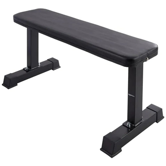 Sturdy Flat Weight Bench for Home Gym, Strength Training, Stable Assembly, Black