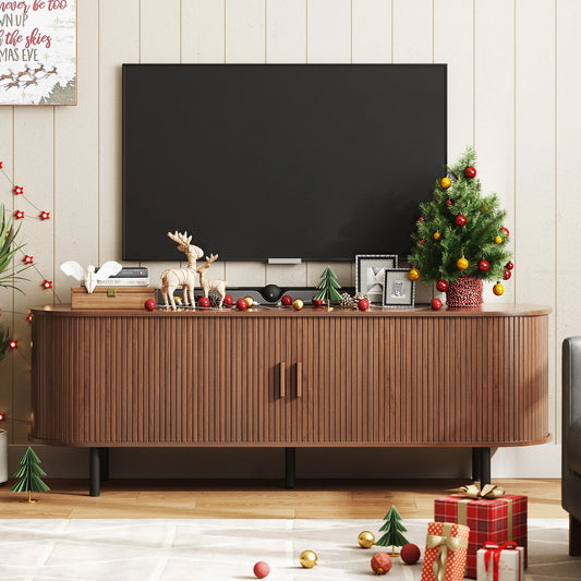 ONBRILL Modern TV Stand With Power Outlet Storage And Drawer