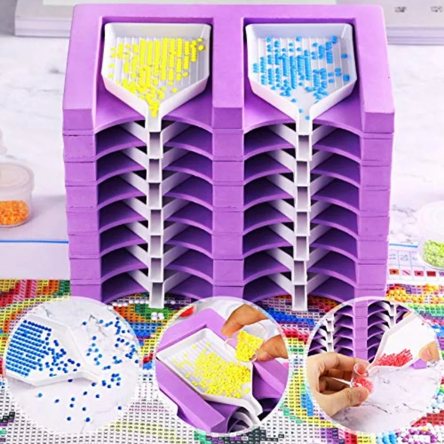 16 Slots Diamond Painting Tray Organizer Diamond Painting Accessories Tray Tower Organizer Multi-Boat Holder Tools Kits for Adu