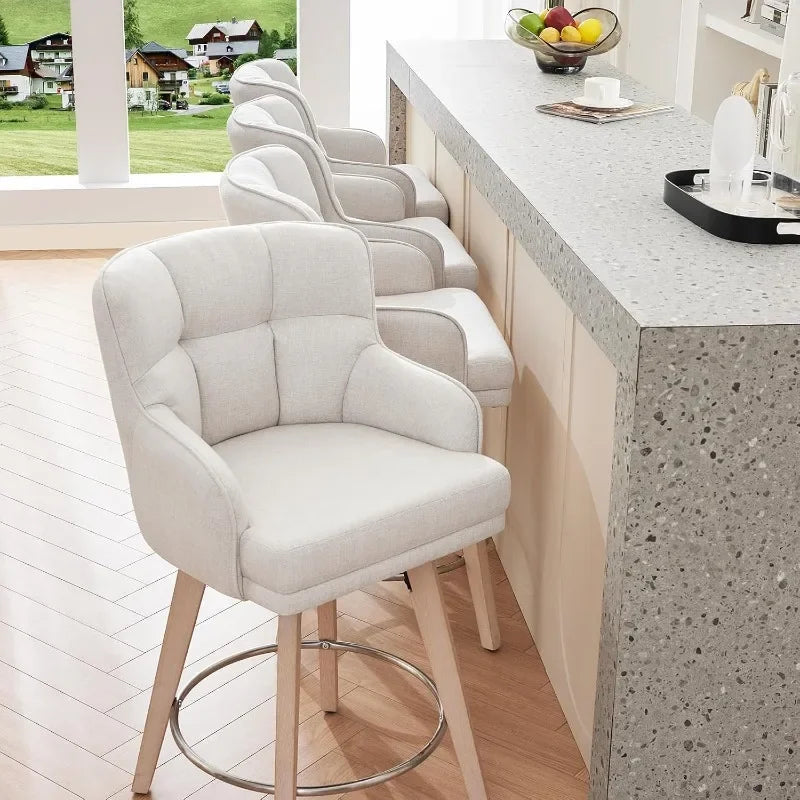 SAECKBERG 360 Degree Fabric Counter Height Swivel Bar Stools