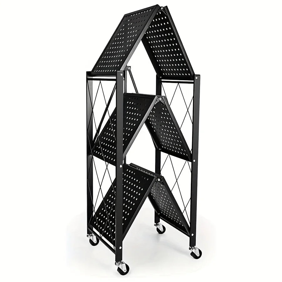 Us3 Layer Foldable Storage Rack With Wheels High Load Capacity