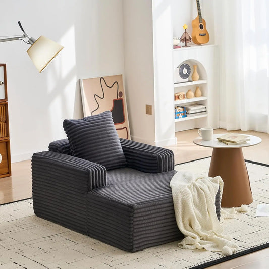 HobbyLane Cloud Chaise Lounge Sofa With Wide Armrests And Pillow