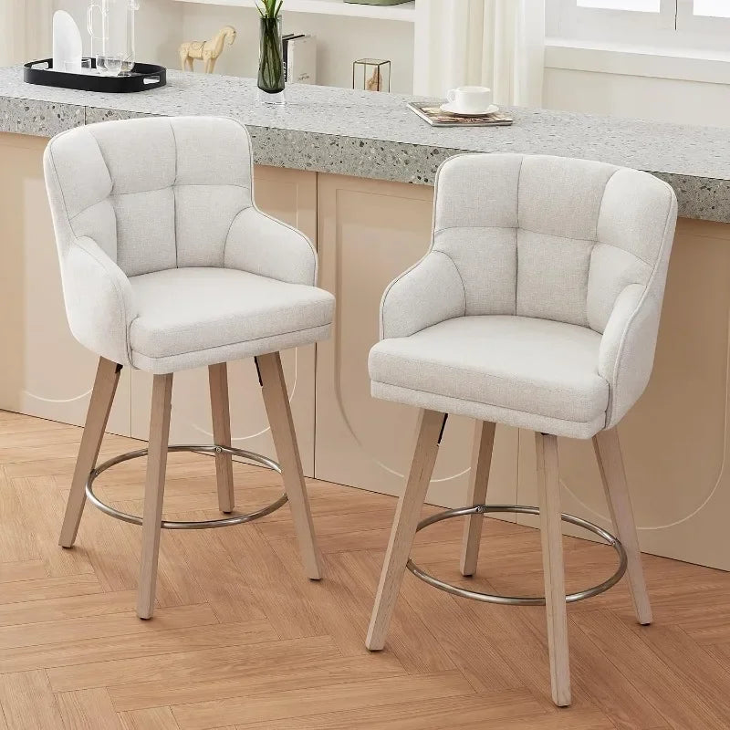 SAECKBERG 360 Degree Fabric Counter Height Swivel Bar Stools