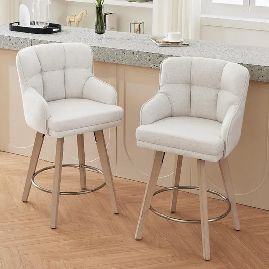 SAECKBERG 360 Degree Fabric Counter Height Swivel Bar Stools