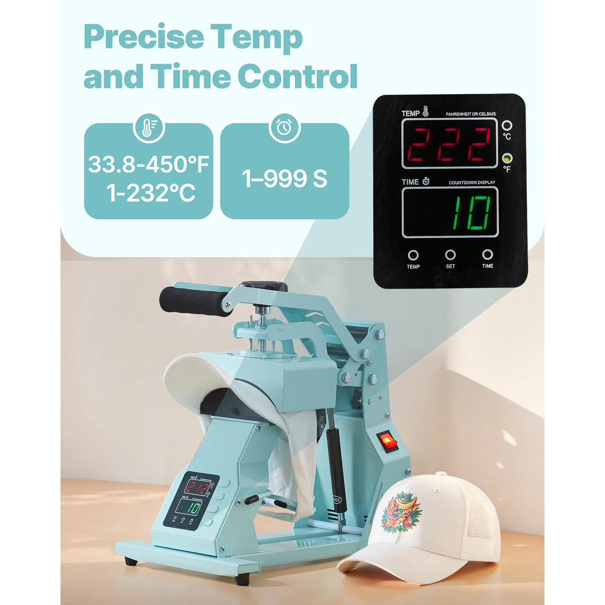 SucceBuy Hat Heat Press Machine With Interchangeable Platens And Timer
