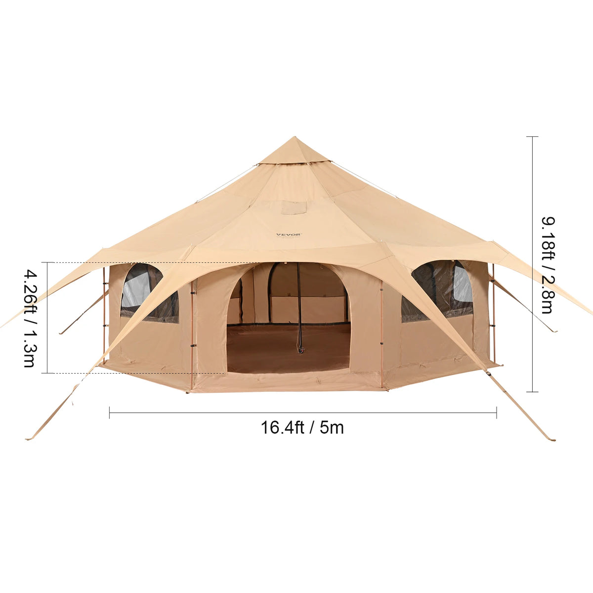 SucceBuy Canvas Bell Tent for Four Season Camping With Stove Jack