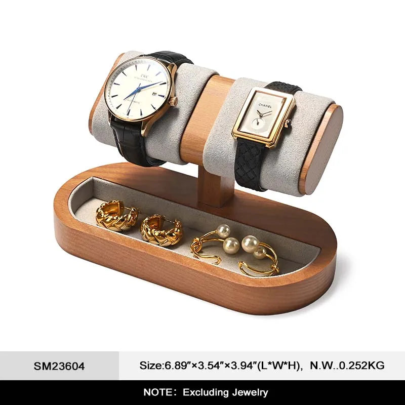 Oirlv Wooden Watch Display Stand And Jewelry Holder Organizer