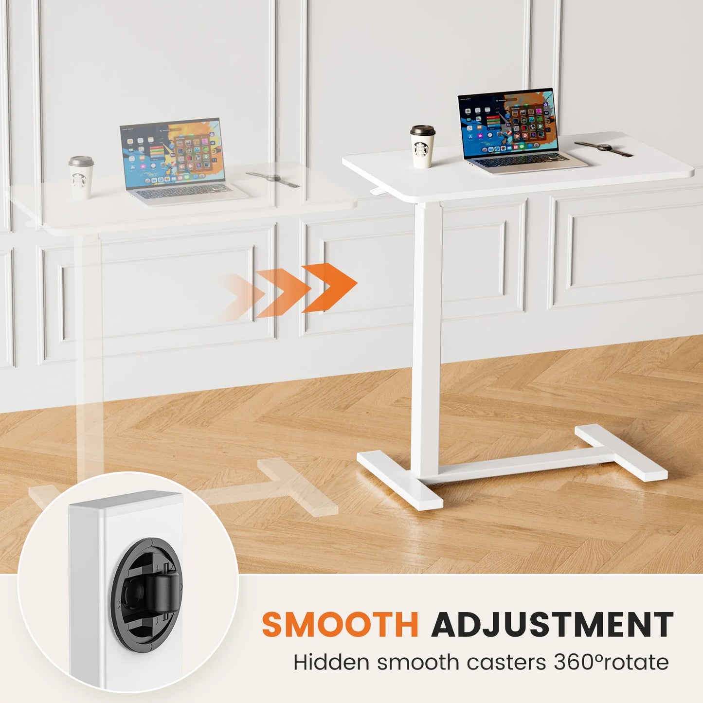 JHK Overbed Bedside Table With Adjustable Height For Laptop Use