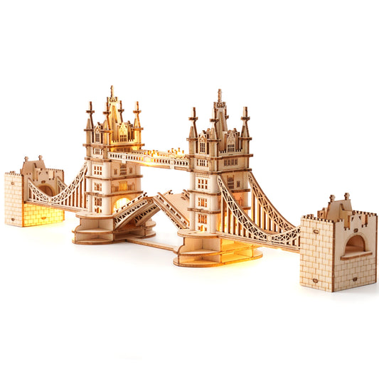 Rolife Wooden 3D Tower Bridge Model Building Kit With Led Light