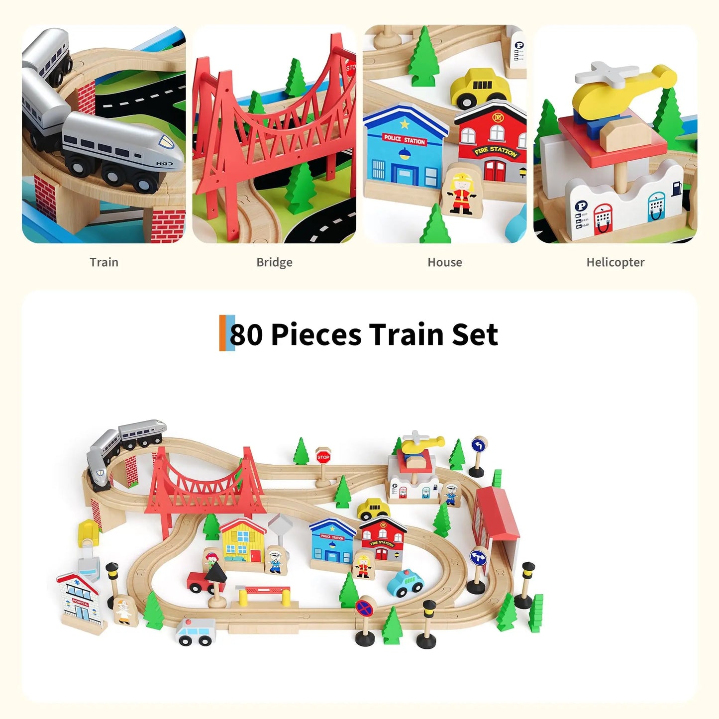 78PCS 4-in-1 Wooden Train Table Set For Kids, Reversible Activity Desk Art Easel Building Block Table With Tracks & Storage Bin