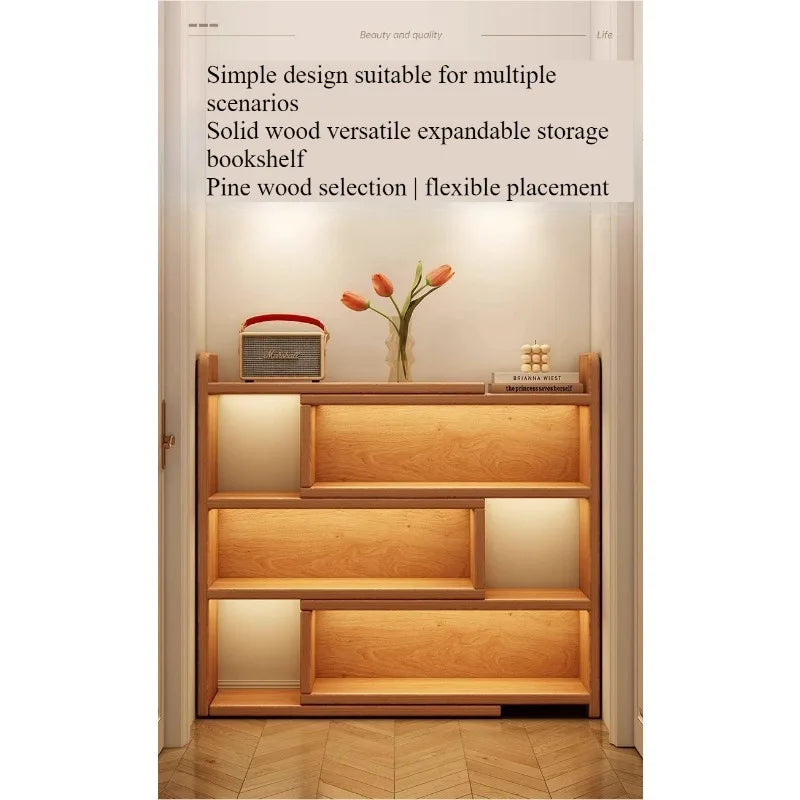 Modern Wooden Corner Bookshelf With Multilayer Storage Design