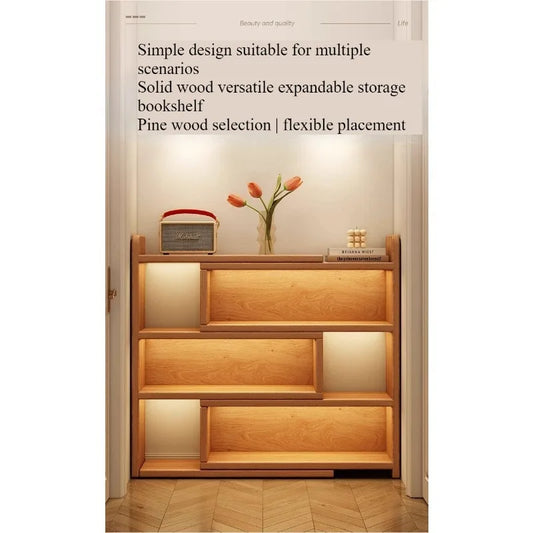 Modern Wooden Corner Bookshelf With Multilayer Storage Design