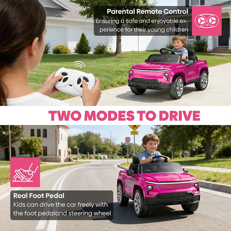24V Ride-On Toys, Licensed Chevrolet Silverado LT Trail Boss Ride-On Truck, 2-Seater Electric Car for Kids with Remote Control, Safety Belt, Truck Bed Storage, LED Lights & Music