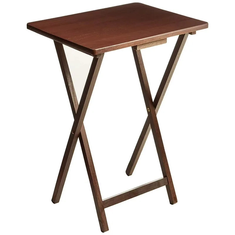 Folding TV Tray Table, Rubberwood, Walnut, 19" x 14.5" x 26", Indoor, 1 Piece