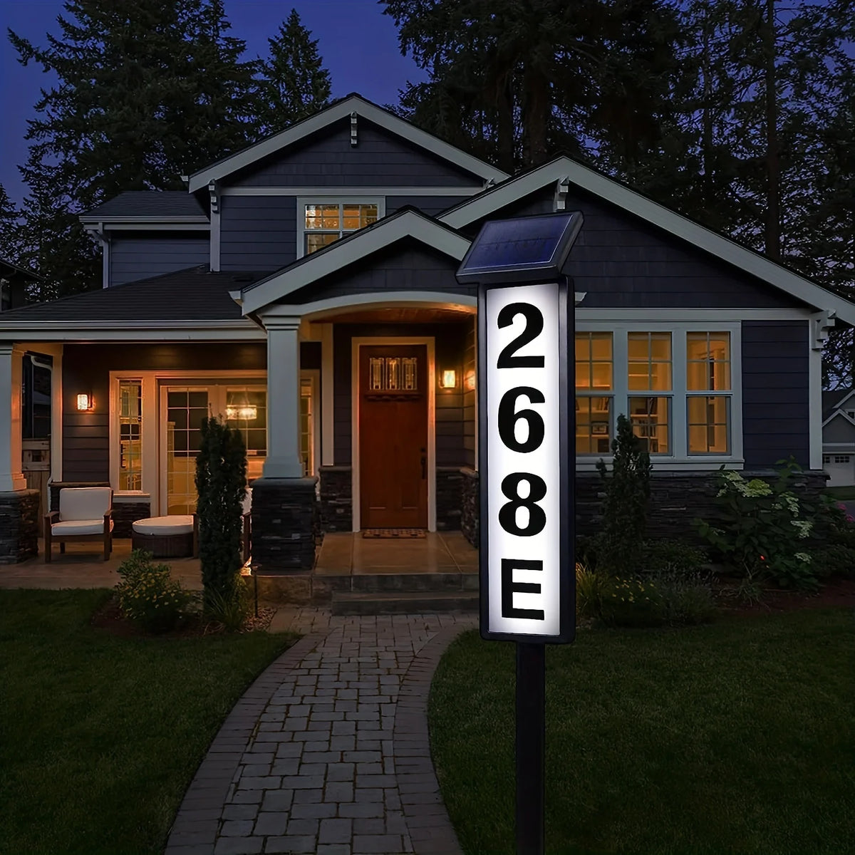 Solar Powered Outdoor Address Sign Light With Automatic Night Lighting