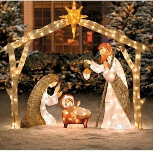 Halloween Thanksgiving Happy Family of Three Into The Courtyard Home Decoration