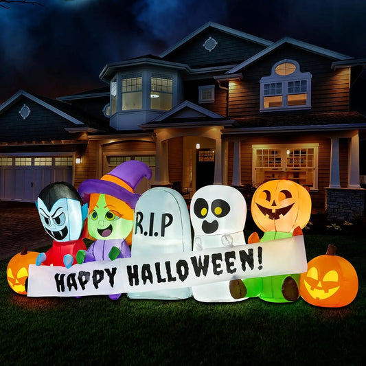 Joyfy Halloween Inflatable Pumpkin Ghost Vampire Witch Tombstone Decor LED