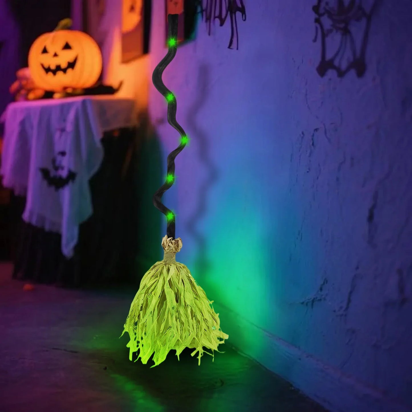 Halloween Magic Witch Broomstick,Animated Dancing Glowing Witch Broomstick With Weird Sounds Fun Halloween Party Prop