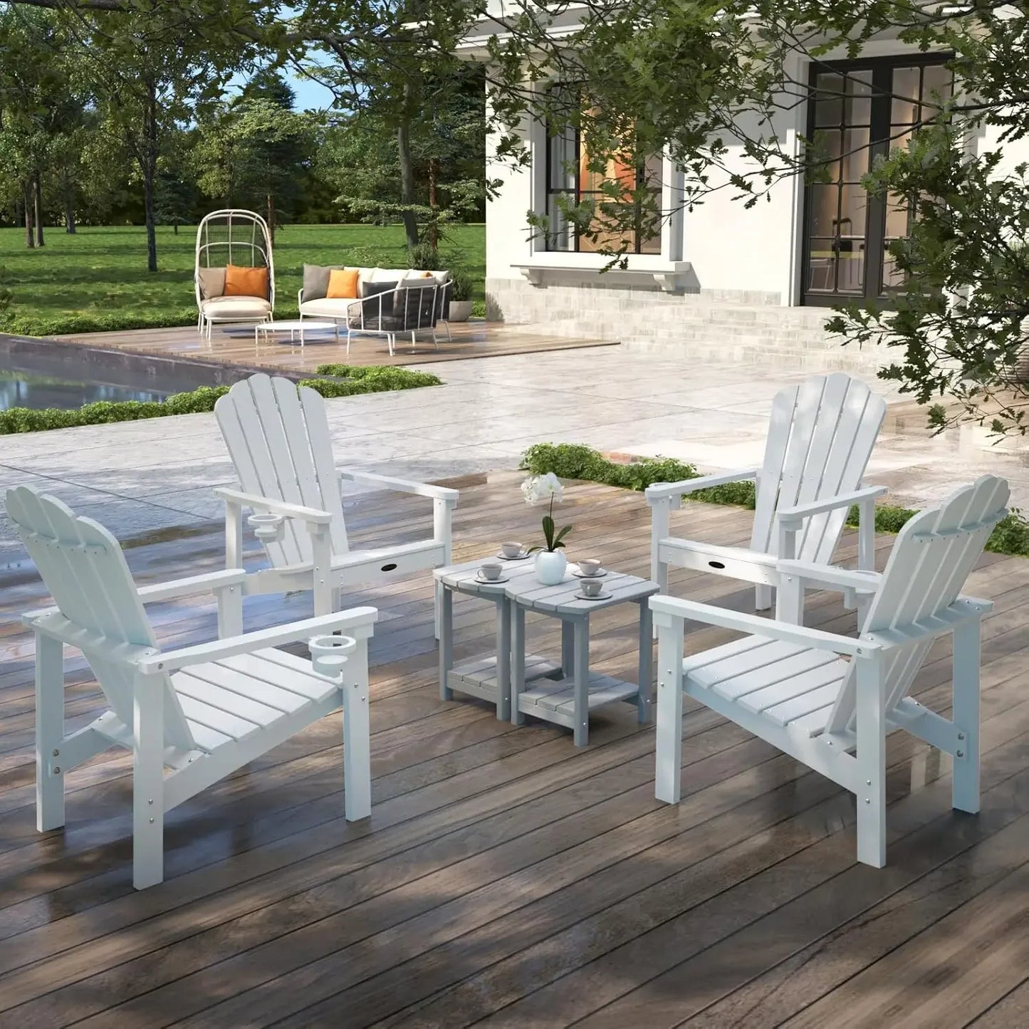 Stackable Adirondack Chair Set of 4, HDPE All-Weather Adirondack Chairs - Durable and Space Saving, Plastic Outdoor, Customized