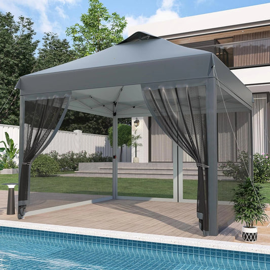 10x10 Pop Up Canopy Tent with Mosquito Netting, Outdoor Portable Screen Tent for Yard, Party, Camping and Picnic, 3, Customized
