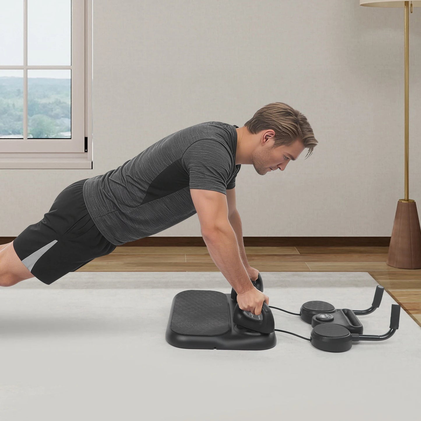 Pilates Board, Multifunctional Abdominal Board, Portable Reformer Kit Home Gym Equipmen with Timer for Home Workout