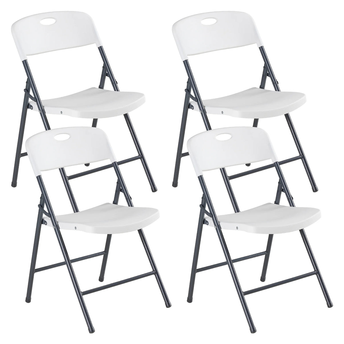 JHK Stackable Folding Chairs With Ergonomic Back for Home Dining Sets