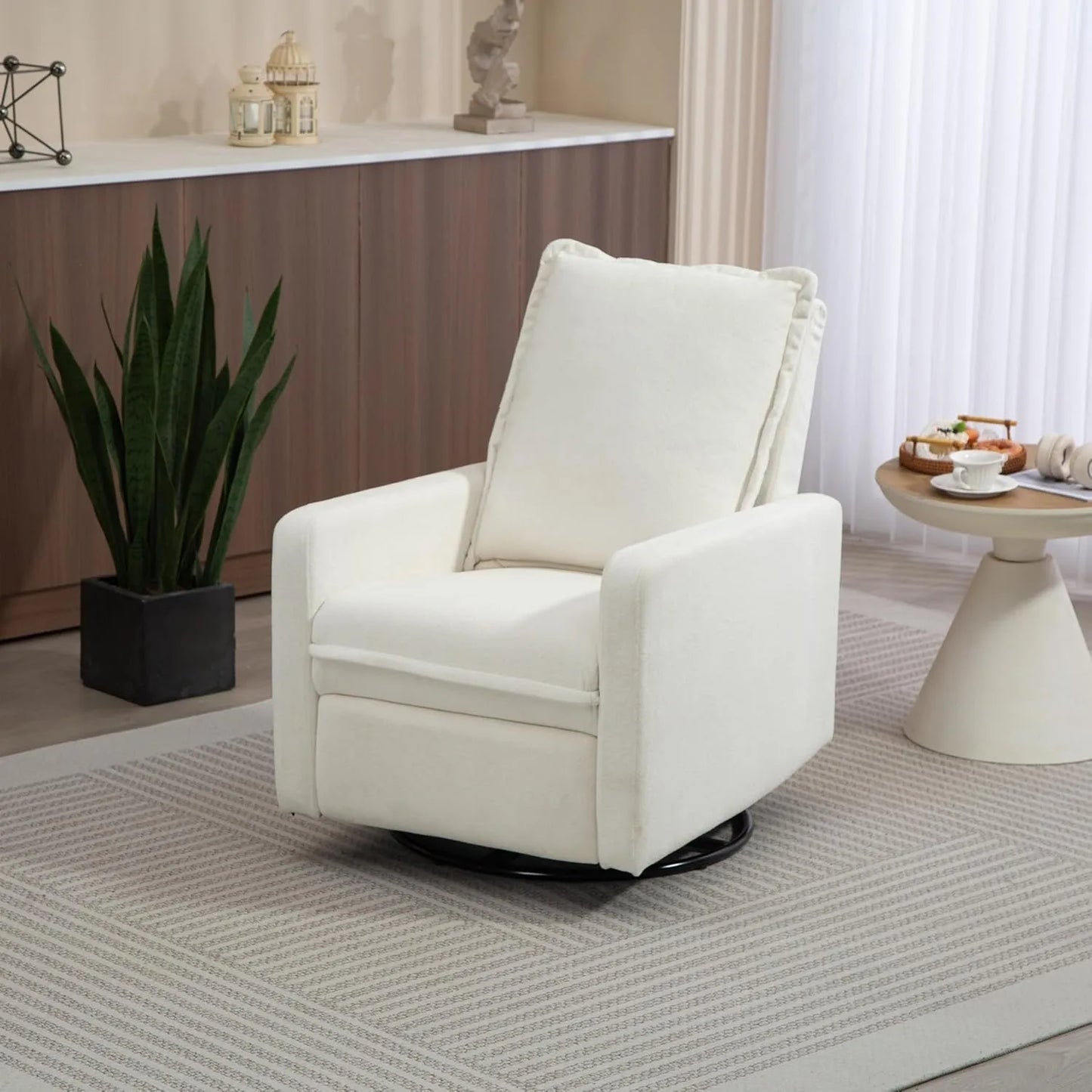 XIUWO 360 Degree Swivel Glider Chair Recliner With High Back