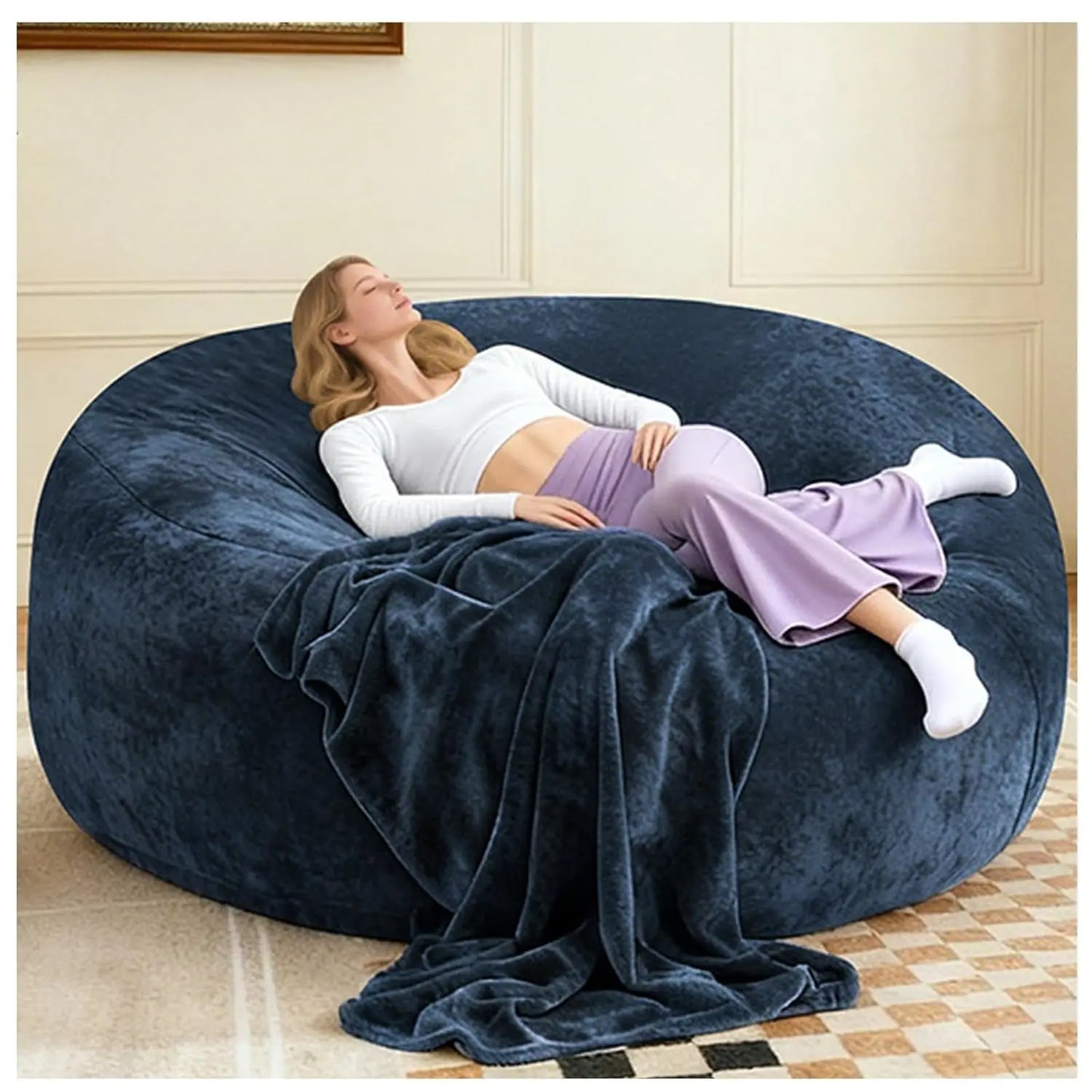 Memory Foam Bean Bag Chair Synthetic Leather Lounge Seating