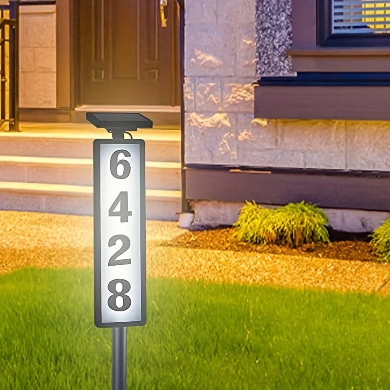 Solar Powered Outdoor Address Sign Light With Automatic Night Lighting