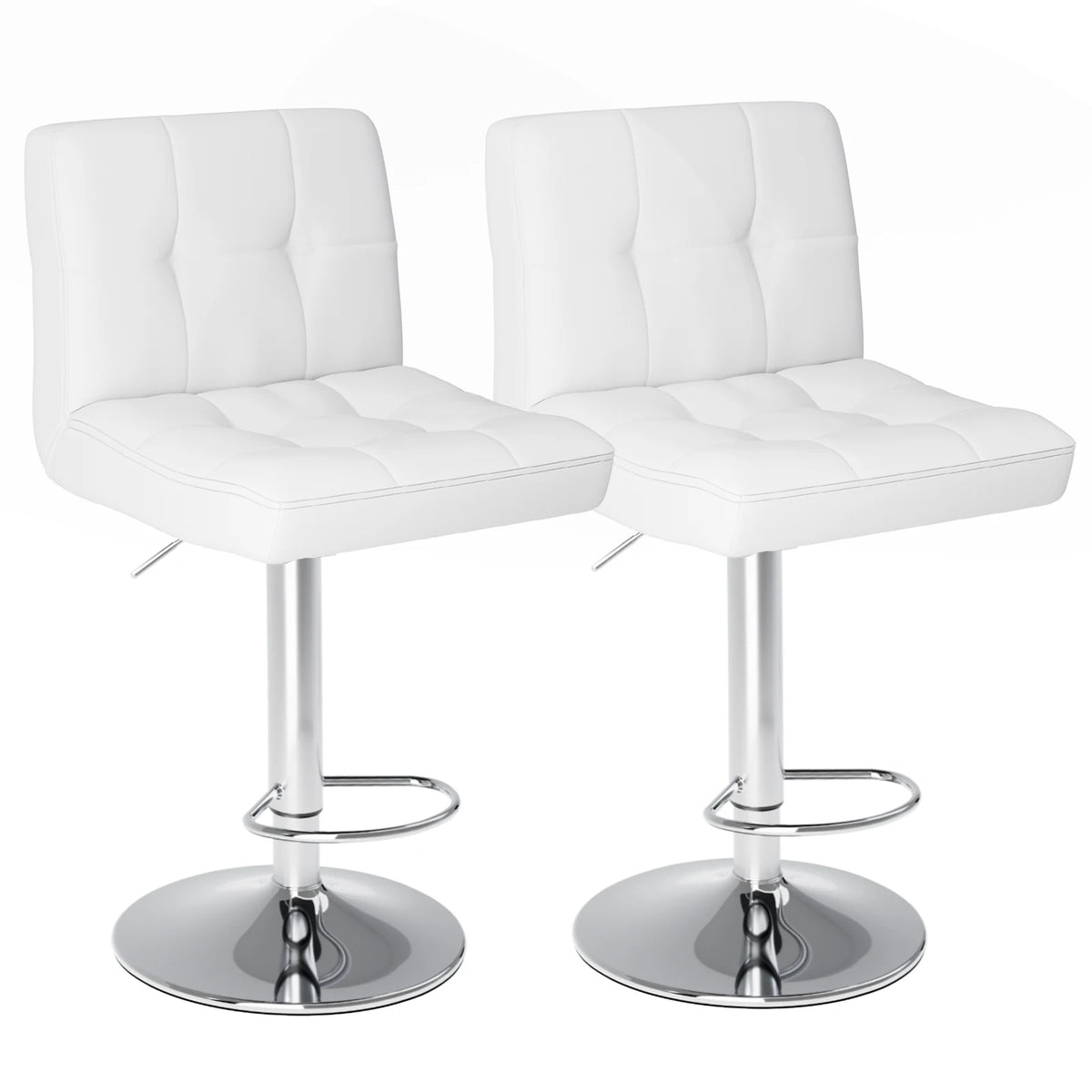 JHK PU Leather Upholstered Bar Stools With Comfortable Backrest